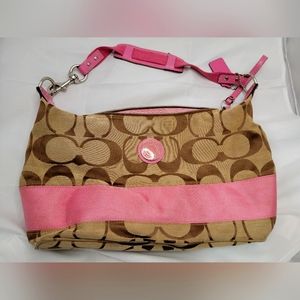 Coach Signature hobo with pink stripe